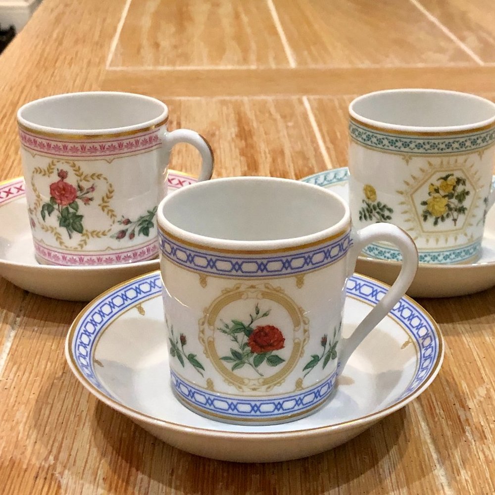 Haviland Empress Josephine Rose D’Amour Demitasse Cups & Saucers ( 3 )